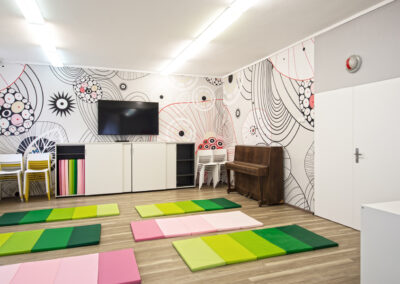 FN Motol, herna, interiér Praha, návrh interiéru, Praha, terapie, dětská psychiatrie