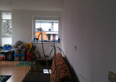 Byt v novostavbě, původní stav, obývák, obytný prostor